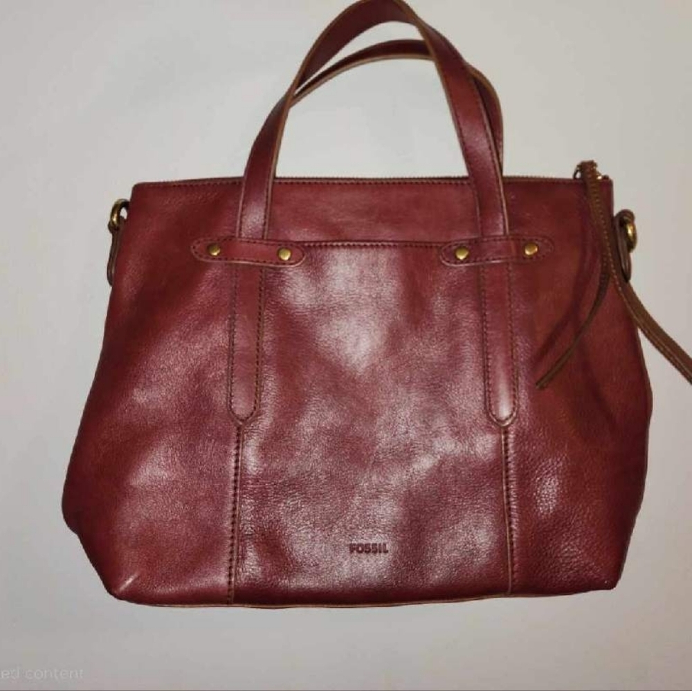 Fossil Women's Rich Red Leather Tote